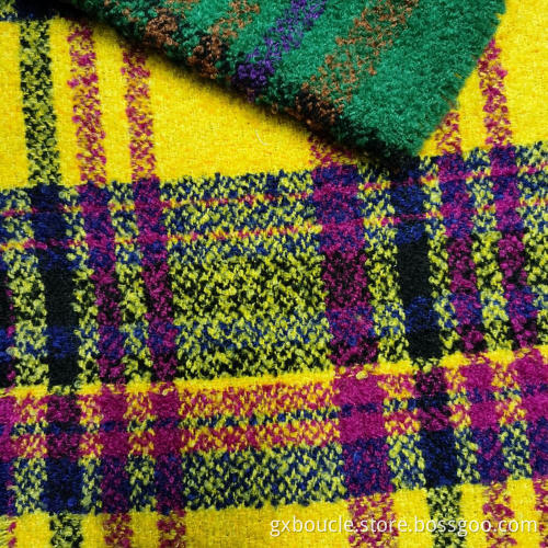 Boucle fashion Plaid design with loops yarn fabric